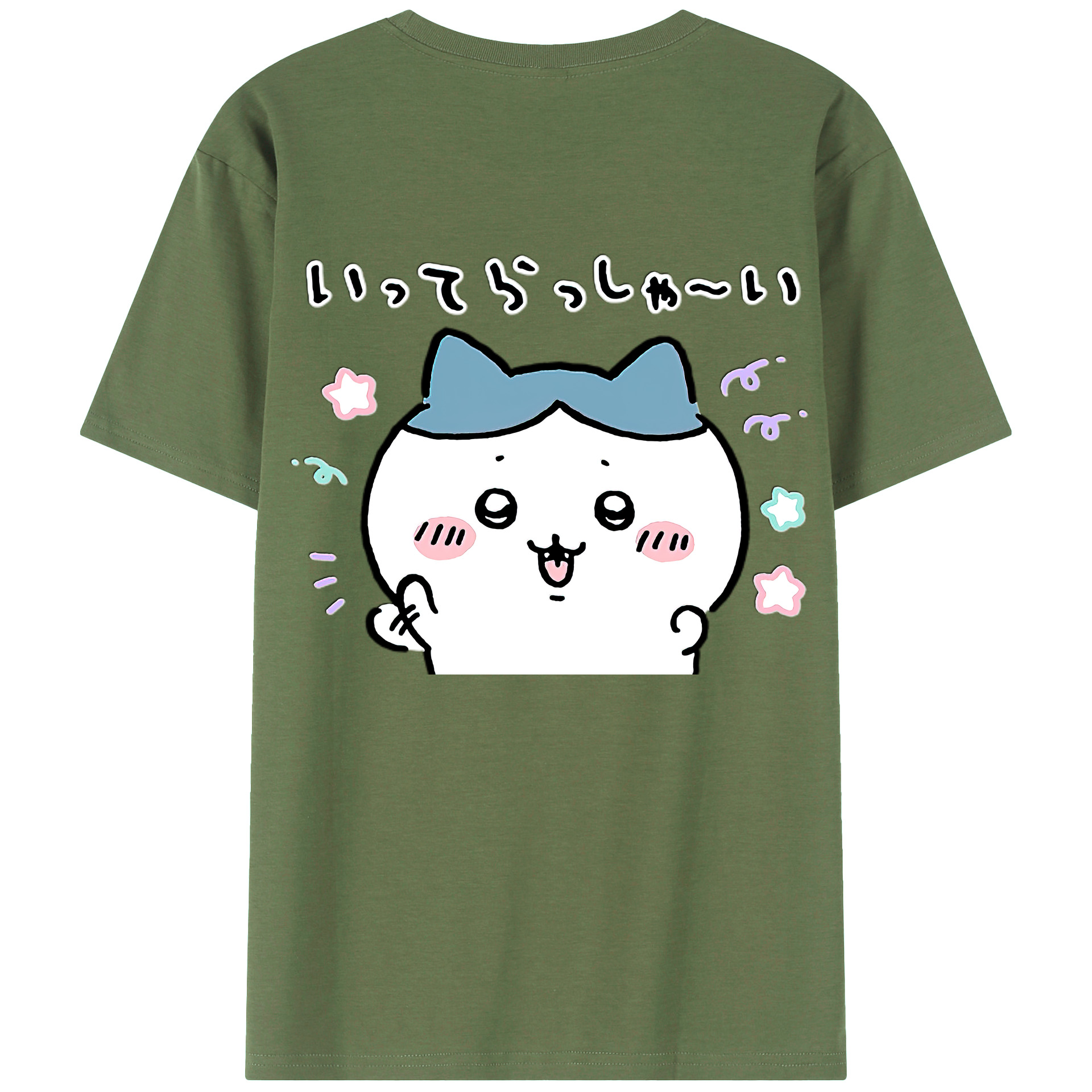 （画像用） ちいかわ ハチワレ Chii-kawa hachiware 綿100％ メンズ半袖Tシャツ（バックプリント） 通気性